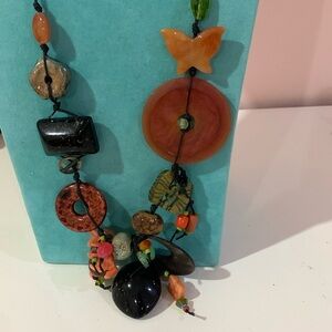 Stunning rare handcrafted signed Teresa Goodall pink duck necklace 18” drop